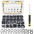 8 Sizes Rubber & Silicone Washers and 16 Sizes O Ring Assortment Kit, 380 PCS Shower Hose/Head Washers with Screen Filter Faucet Pressure Washer 180°Full Pick & Hook Tool for Sealing Repair