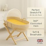 Dudu N Girlie Moses Basket Sheets 2 Pack Fitted 75x30 Yellow Jersey Cotton view 2
