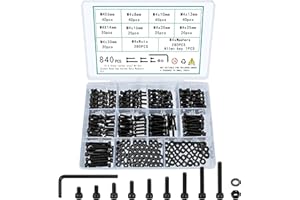 TOOINKCV 840 Pcs M4 Screws and Nuts, M4 Bolts and Nuts Assortment Kit, Hex Socket Head Cap Screws and Washers, Assorted Nuts and Bolts, M4 Machine Metric Screw Assortment Set