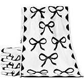 SmoothNovelty 4 Pcs Black Bow Hand Towels for Bathroom 13 x 29'' Soft 100% Cotton Coquette Face Towel Valentine's Day Kitchen Decor Absorbent Preppy Bathroom Decor Bridal Shower Wedding Gift
