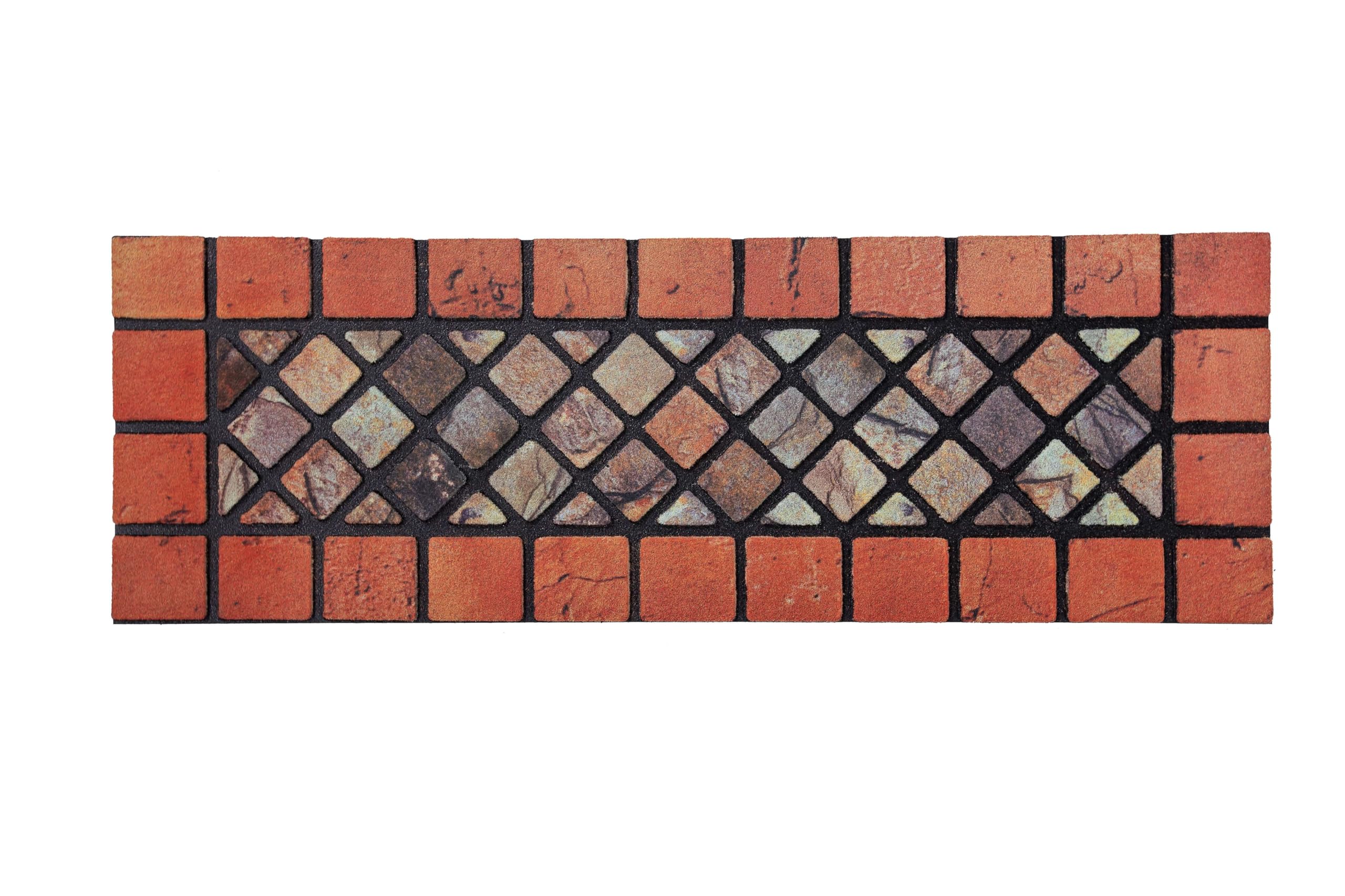 Nicoman Narrow Doormat Tiled Door Mat Barrier Eco-Friendly Heavy Duty Non-Slip Dirt Scraper For Indoor Outdoor Garden Shed Garage Entrance – (2 Pack, Red Border, 75 x 25cm)