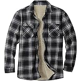 Beotyshow Mens Sherpa Fleece Lined Flannel Shirt Jacket Long Sleeve Button Down Plaid Winter Jacket