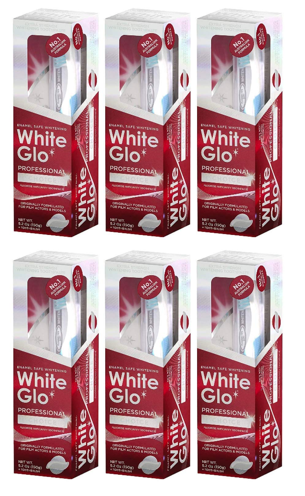 White Glo Extra Strength Whitening Toothpaste Professional Choice (100ml) - Pack of 6