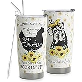 HOMISBES Crazy Chicken Lady Gifts - Stainless Steel Chicken Sunflower Tumbler Cup 20oz for Chicken Owners - Chicken Travel Mug for Mom Women Wife - Birthday Gifts for Chicken Lovers
