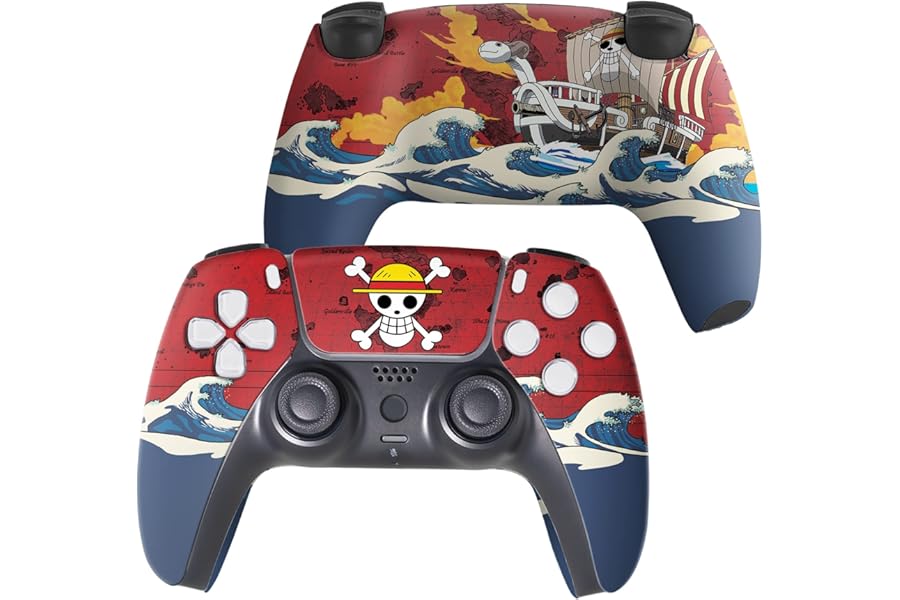 One Peice Custom PS-5 Controller Wireless compatible with Play-Station 5 Console by BCB Controllers | Proudly Customized in USA with Permanent HYDRO-DIP Printing (NOT JUST A SKIN)