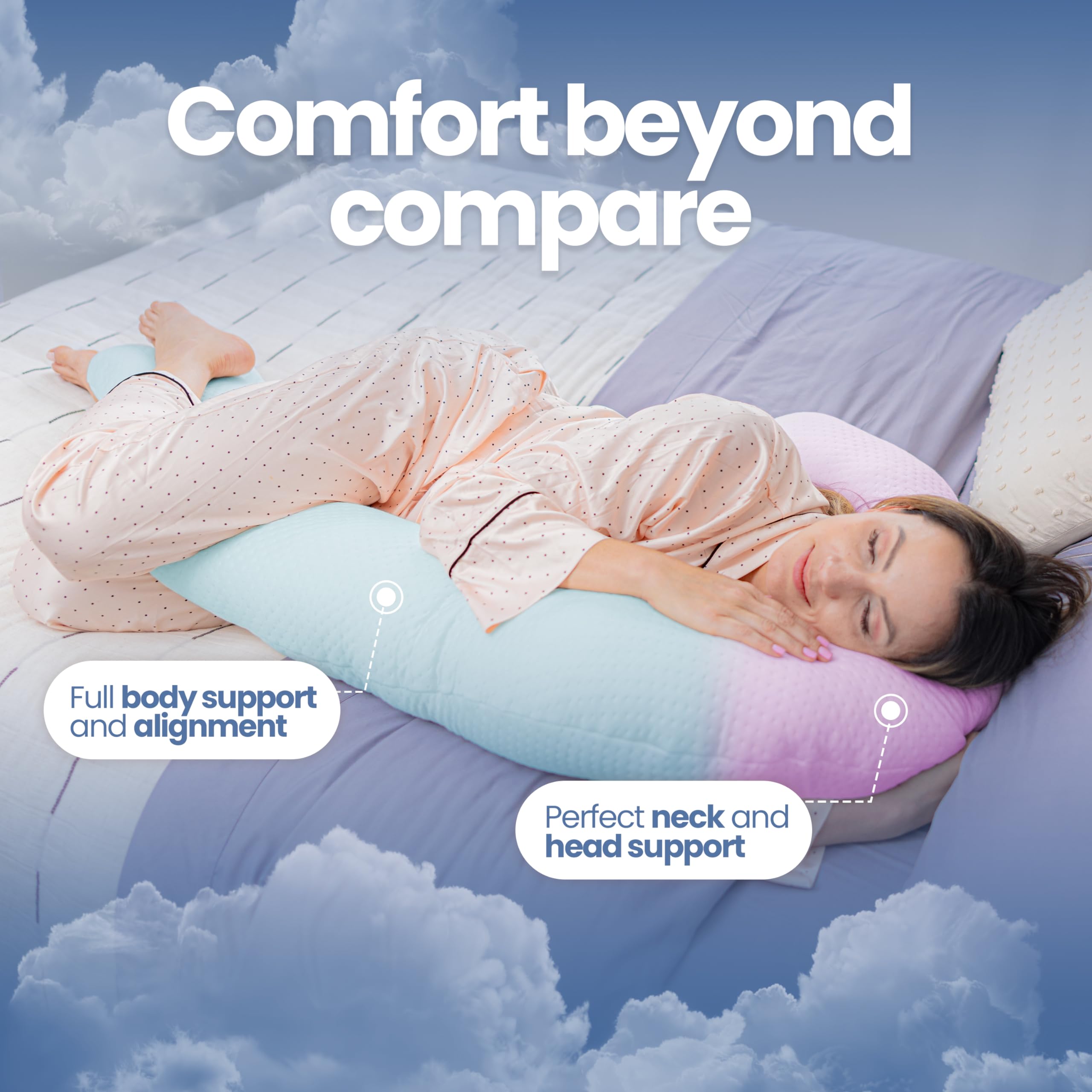 Contour Swan Original Body Pillow | Cozy, Huggable Pillow for Back, Hip, Knee, and Leg Relief | Total Comfort and Support for Side Sleepers | As Seen on TV