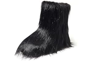 AUSLAND Women's Faux Fur Boots - Furry Fluffy Winter Snow Boots for Women, Fleece Lined Warm Comfortable Outdoor Mid-Calf Boots 9368