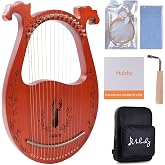 Mulucky 16 String Mahogany Deer Lyre Harp, Metal Strings Copper Saddle Kit | Deer 16-String Lyre: Cute deer-shaped mahogany body with metal strings and copper saddle. Includes a wrench and gig bag.