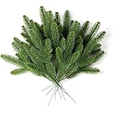 Crafare 15pcs Artificial Pine Branches Green Plants Fake Pine DIY Accessories for Garland Wreath Christmas Decor