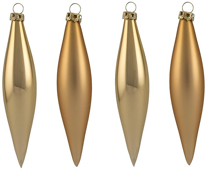 Thüringer Glas Design A048-1340-999 Olive 12 cm, 4-Fach, mundgeblasen, Gold Glanz/matt