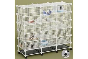 STILLCOVE Big Guinea Pig Cages Indoor: 3-Tier C&C Rabbit Cage Small Animal Cage on Wheel with Removable Tray for Bunny Hamster Ferret Rat Chinchilla Hedgehog