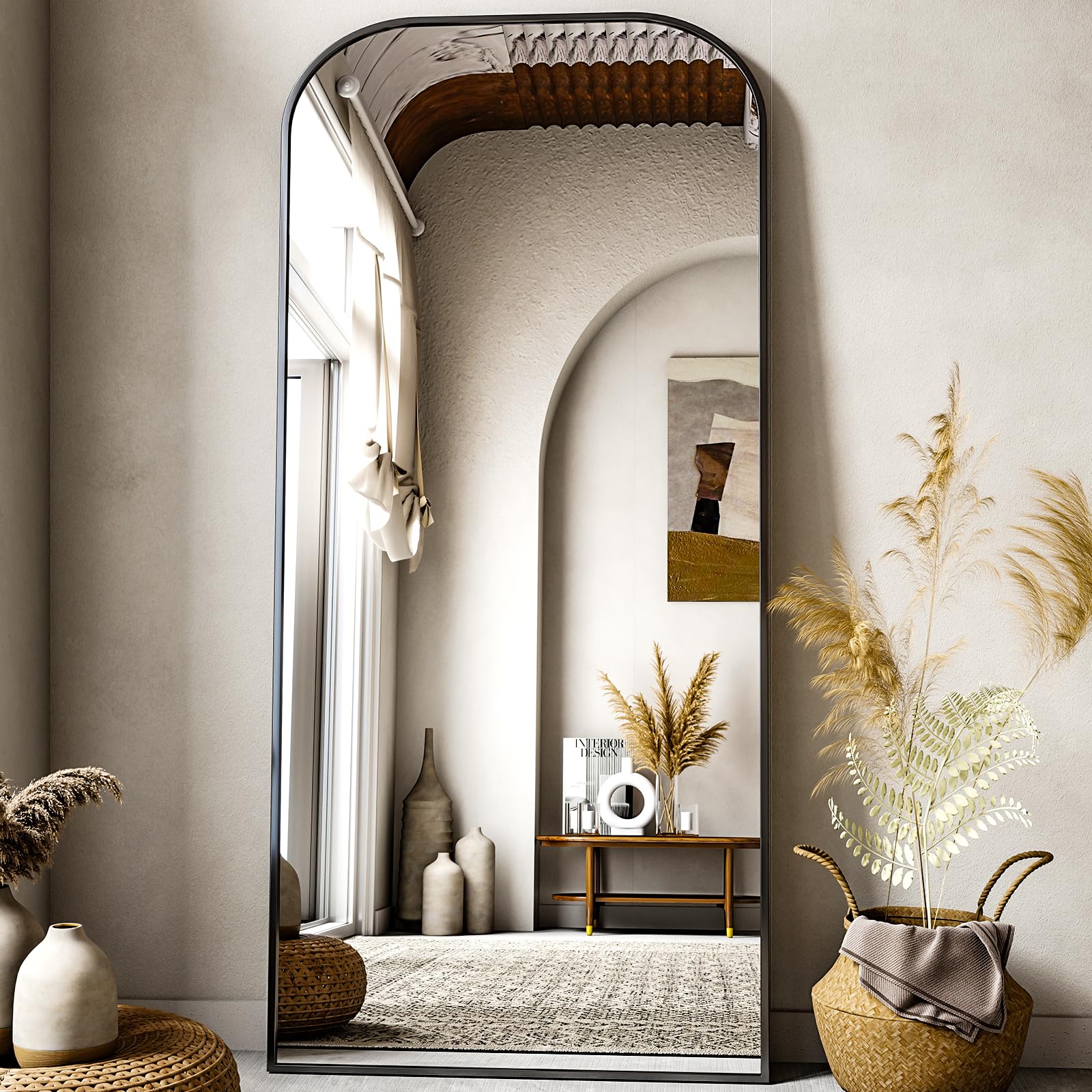 Photo 1 of ***SIMILAR ITEM***XRAMFY Full Length Mirror, 71"x28" Floor Mirror Freestanding, Arched Floor Standing Large Mirror Full Body Mirrors with Stand for Bedroom, Hanging Mounted Mirrors for Living Room,Black