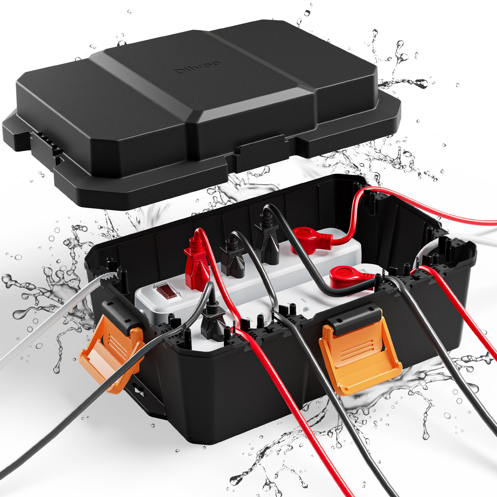 Photo 1 of Diivoo Large Outdoor Electrical Box Waterproof, IP54 Weatherproof Extension Cord Cover, Outdoor Plug Cover, Outdoor Extension Cord Box, Black