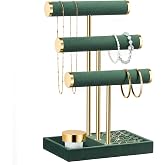 Jewelry Organizer Stand Display, 3 Tier Velvet Bracelet Holder, Green | Jewelry Organizers and Storage | Jewelry Tree | Jewelry Towers for Necklaces, Bracelets, Earrings, Rings