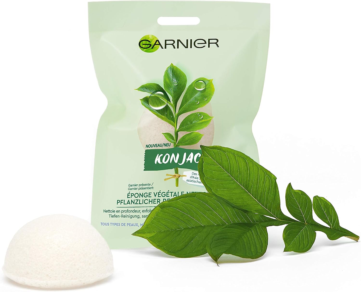 Garnier Facial Cleansing Face Scrub Konjac Sponge Natural Cosmetics Garnier Konjac Plant Cleansing Sponge, 1 Piece - Image 4