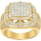 Jewels By Lux Sterling Silver Yellow-tone Men's Cubic-Zirconia Fashion Bridal Anniversary Wedding Engagement Band Ring
