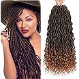 Karida Faux Locs Crochet Hair 18 Inch, 8 Packs Pre Looped Goddess Locs Crochet Hair, Wavy Crochet Faux Locs With Curly Ends, Boho Faux Locs Crochet Hair For Black Women (18 inch, T30#)