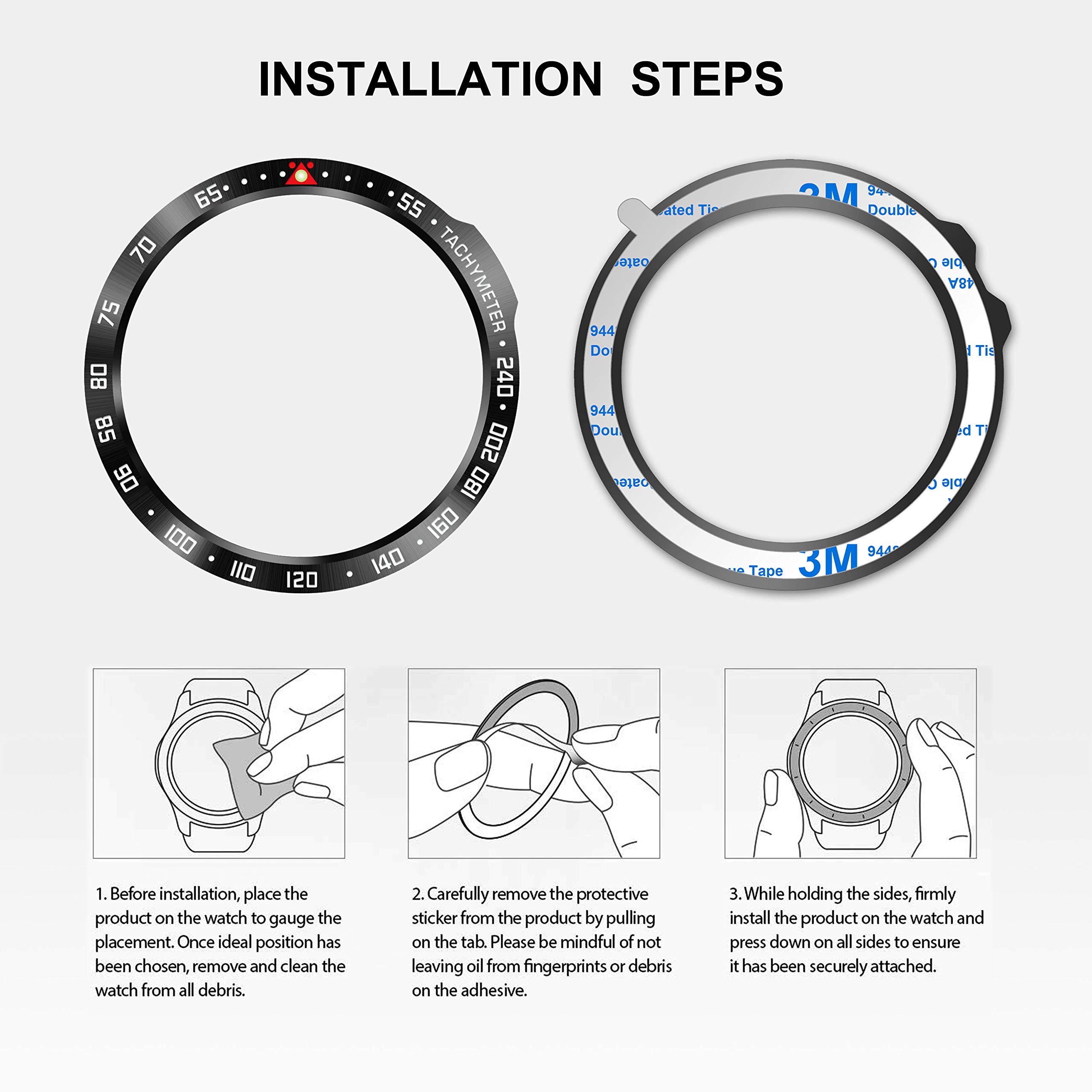 BaiHui Stainless Steel Bezel Ring Compatiable with Garmin Fenix 6/6 Pro Watch, Bezel Ring Adhesive Cover Anti Scratch & Collision Protector for Garmin Watch Accessory (Black - Not For 6X/6X Pro)