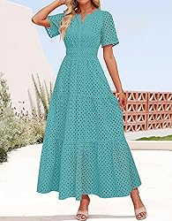 ZESICA Women's 2025 Summer Short Sleeve Maxi Dress