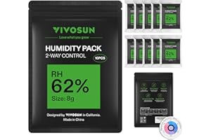 VIVOSUN 62% RH Two-Way Humidity Control Packs, Size 8 g, 10 Packs, Each for Storing 1 oz, Moisture Balancer with RH Indicator Card for Food Storage