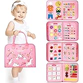 hahaland Busy Board - Montessori Toys for 2 Year Old Girl Birthday Gift - Preschool Learning Activities with Life Skills,ABC,