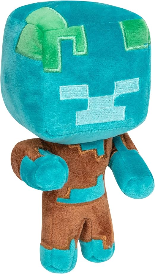 Amazon Com Jinx Minecraft Happy Explorer Drowned Plush Stuffed Toy Multi Colored 7 Tall Toys Games