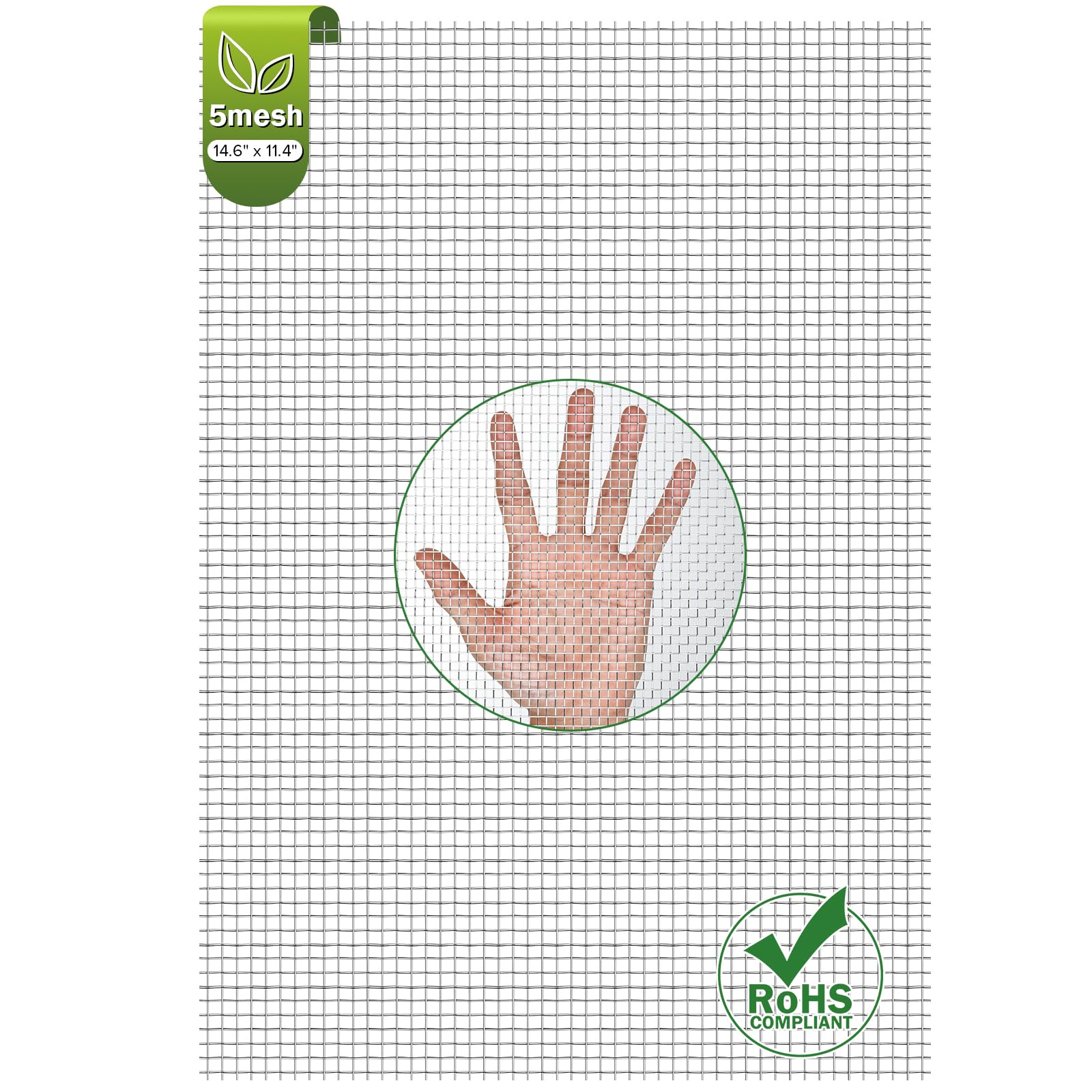Photo 1 of Valchoose 1 Piece Metal Woven Mesh Screen 14.6 X 11.4 in (372mmX292mm), 4.5mm Hole 5 Mesh Wire Mesh Easy to Cut, No Rust Stainless Steel Mesh, Hard Heat Resisting Used for Filters Vent BBQ DIY Project