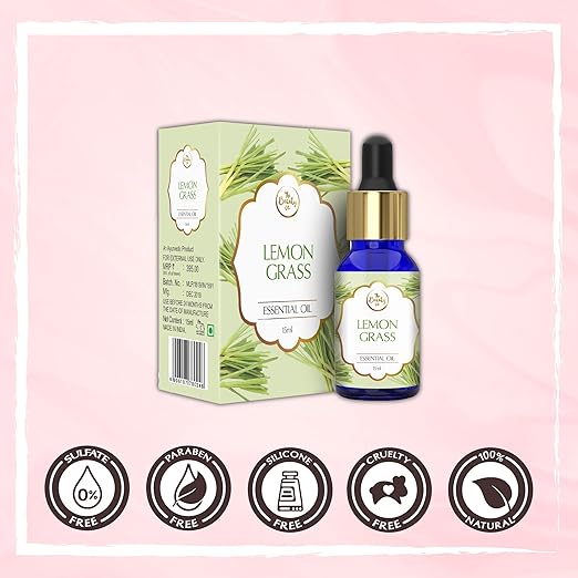 The Beauty Co. Lemongrass Pure Natural Essential Oil For Strengthening Scalp, Reduce Hair Loss, And Helps in Insomnia, 15ml | Natural | Made in India