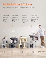Feandrea Cat Tree Tower 74 cm M Large Perch 2 Caves Scratching Post Grey view 8