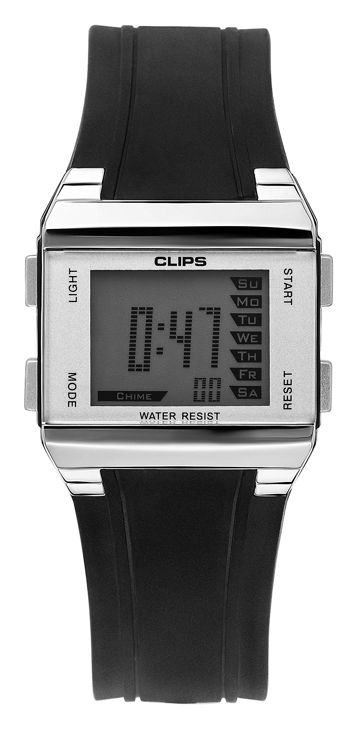 Clips Men's Quartz Watch with Grey Dial Display and Black Rubber Strap 539-6003-84
