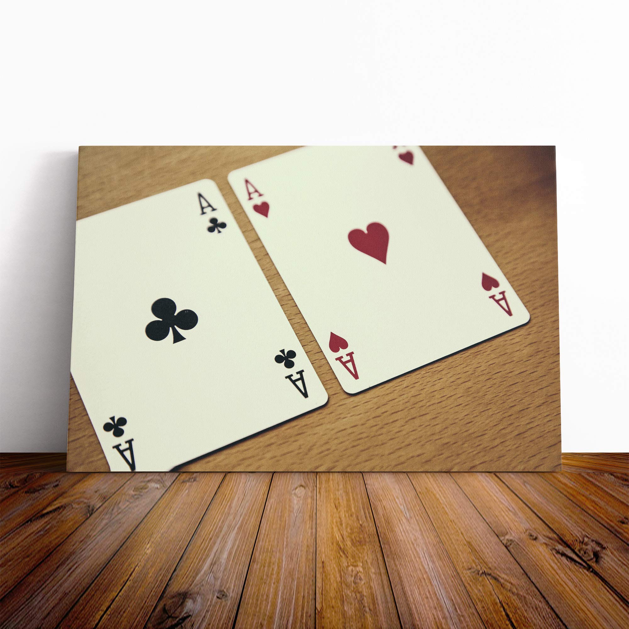 Texas Holdem Playing Cards Canvas Print | Gallery Wrapped 30mm Frame Wall Art | 20x14 inches | Ready to Hang | Modern Picture | Living Room Bedroom Lounge Office