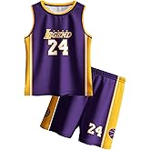 Kids Basketball Jerseys #24 Classic Mesh Tank Top Shorts for Boys Girls Sleeveless Athletic Training Uniforms