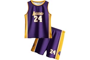 HJSHFUE Kids Basketball Jerseys #24 Classic Mesh Tank Top Shorts for Boys Girls Sleeveless Athletic Training Uniforms
