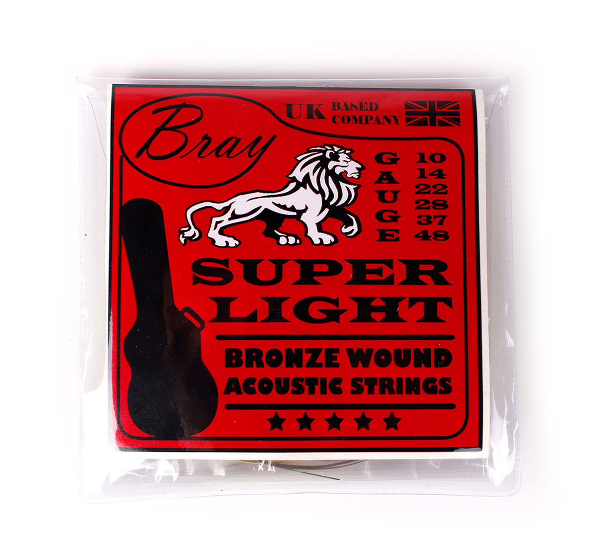 Bray Super Light Bronze Wound Acoustic Guitar Strings (10-48) Perfect For Gibson, Ibanez, Tanglewood, Yamaha & Fender Acoustic Guitars
