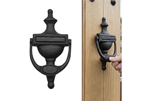 SAKEGA Rustic Cast Iron Victorian Door Knocker 1 Pc - 19.5 cm x 10 cm | Black Coated Vintage Colonial Style Front Door Use