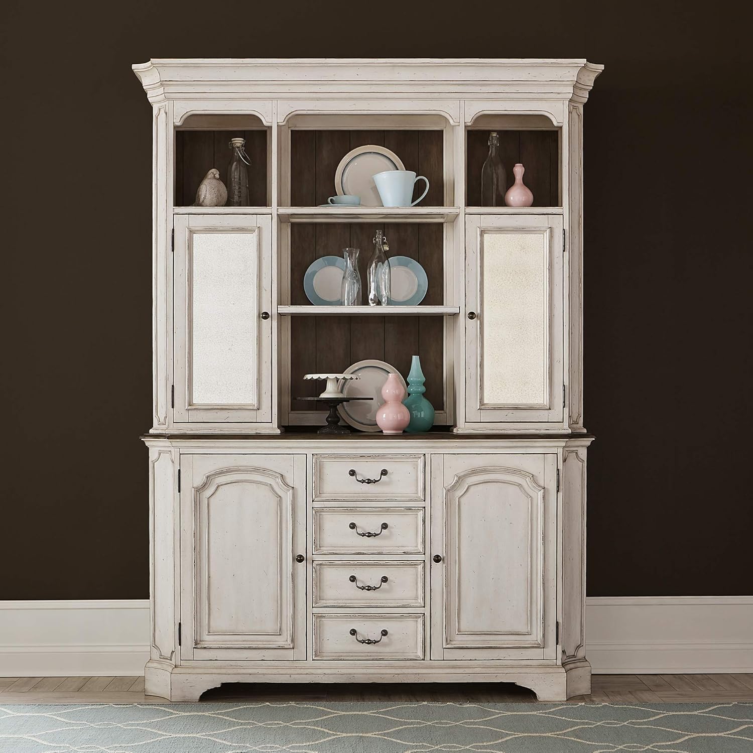 Liberty Furniture Industries Abbey Road Hutch & Buffet, Porcelain White