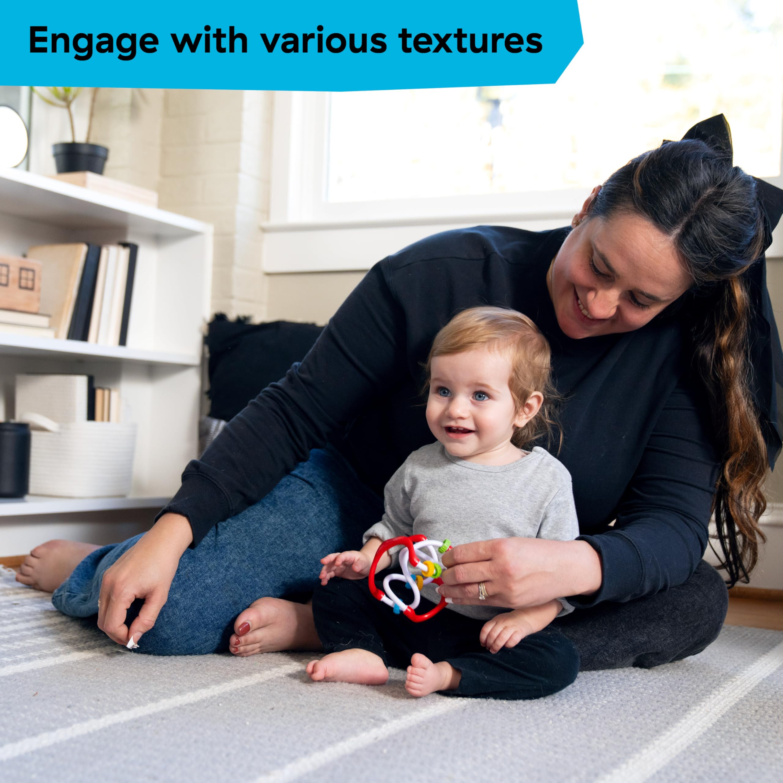 Baby Einstein Slide & Swirl Sensory Ball, Multisensory Baby Toy with Textured Beads, Rattle Sounds & Easy-Grip Design, Ages 3 Months+