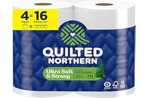 Quilted Northern Ultra Soft & Strong Toilet Paper, 4 Mega Rolls = 16 Regular Rolls, 5X Stronger*, Premium Soft Toilet Tissue