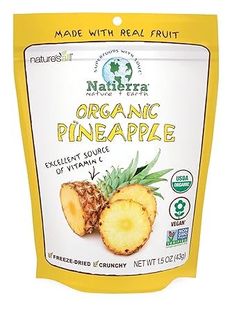 Amazon Com Natierra Nature S All Foods Organic Freeze Dried Pineapples Non Gmo Vegan 1 5 Ounce Dried Fruits Grocery Gourmet Food