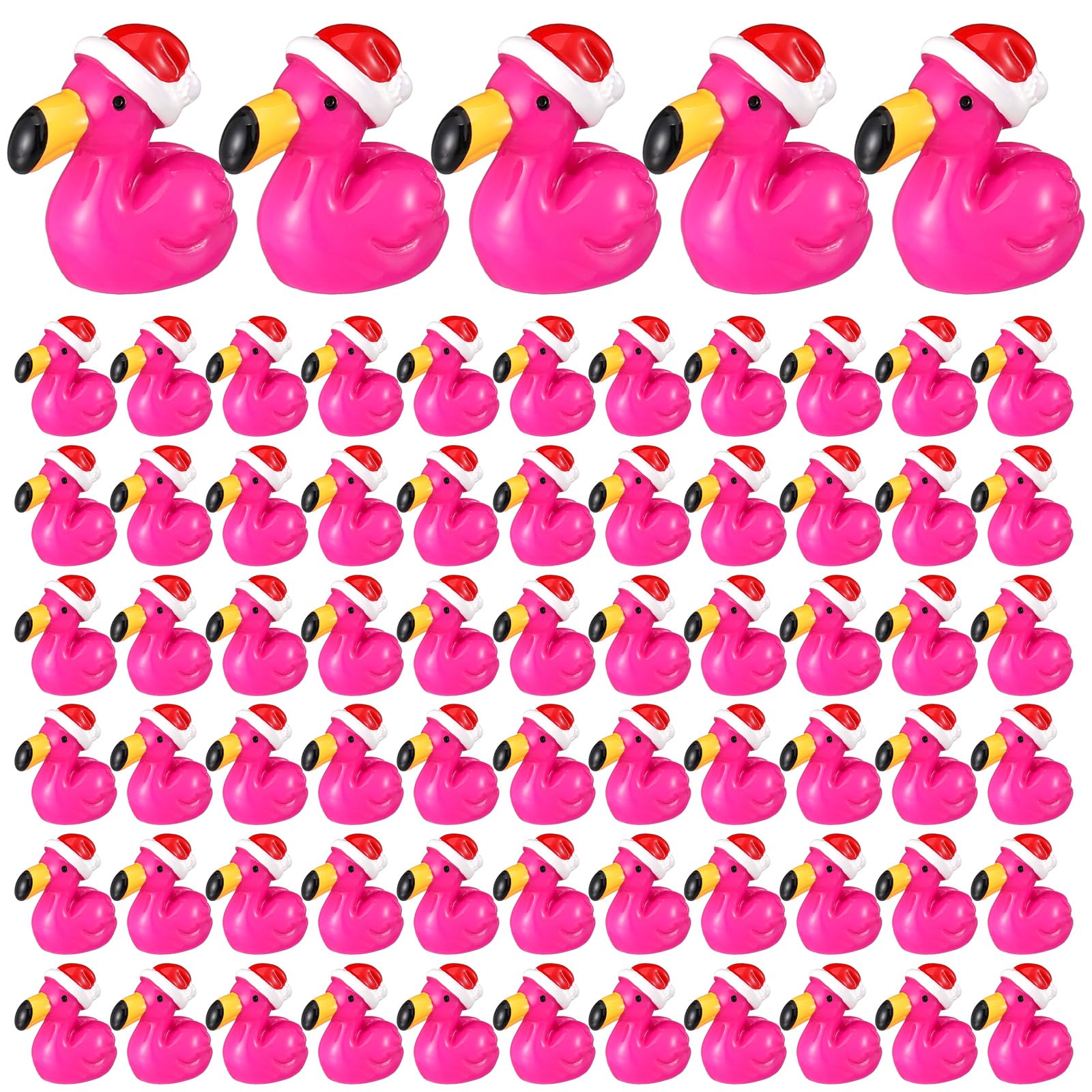 Photo 1 of 100 Pcs Christmas Mini Resin Decor Christmas Resin Flamingos Ducks with Santa Hat Mini Flamingo Figurine Tiny Animals Set for DIY Craft Dollhouse Micro Landscape Aquarium Ornaments Party Gifts