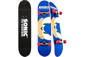 VOYAGER Sakar Sonic The Hedgehog Skateboard with Printed Graphic Grip Tape. Great for Kids and Teens Cruiser Skateboard with ABEC 5 Bearings, Durable Deck, Smooth Wheels
