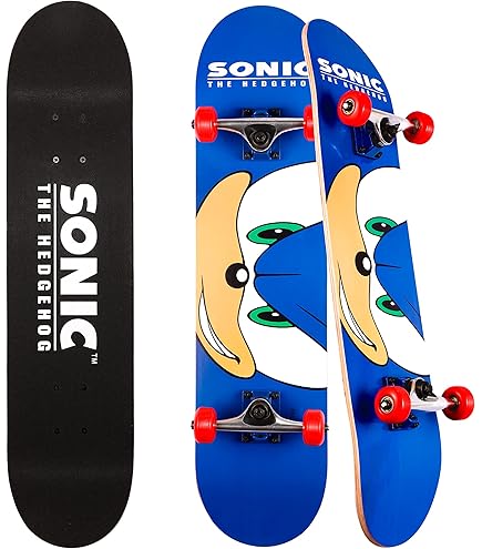 Sonic Deluxe Skateboard Enfants Débutants - Planche 7 Plis Avec Roues PVC Pour Stabilité Et Coordination
