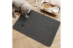 MontVoo-Absorbent Pet Feeding Mat-No Stains Quick Dry Dog Mat for Food and Water Bowl-Rubber Backing Dispenser Mat Accessories Supplies-Dog Bowl Messy Drinkers,(Dark Grey,12"x19")