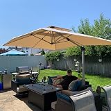Purple Leaf 3x4m Cantilever Parasol Beige UV50+ 360° Tilt Wind Vent view 5