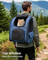 Pecute Cat Carrier Dog Backpack Expandable Portable Breathable Rucksack Blue view 4