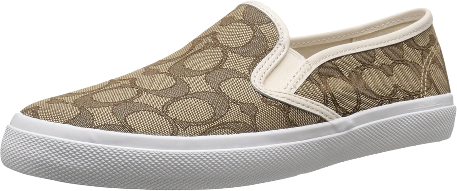 Amazon.com | Coach Womens Chrissy Khaki Chalk Chestnut Slip-On Logo Sneakers 8 B(M) US | Shoes