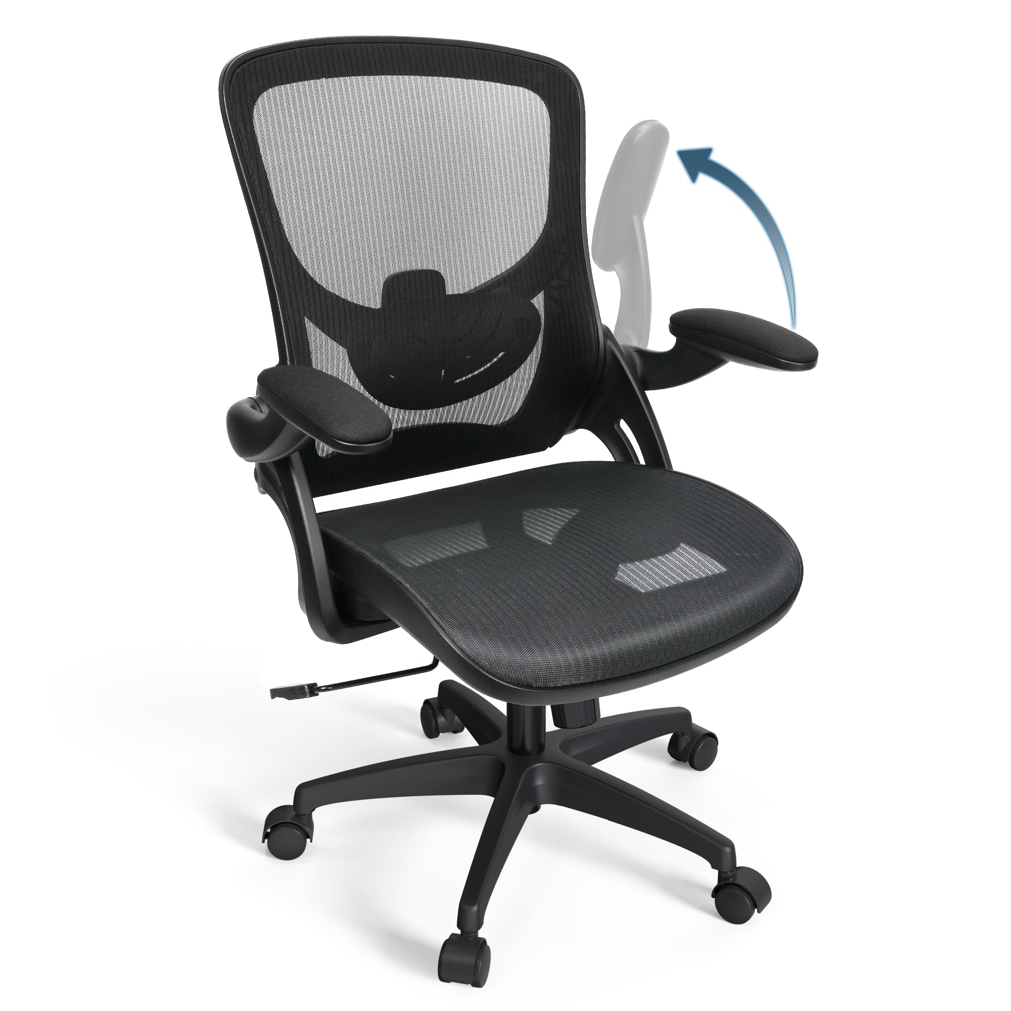 Photo 1 of ****************cut in the armrest cushion****************
KIZECK Mesh Home Office Computer Desk Chair Height Adjustable Lumbar Support with Flip Up Arms Swivel Wheels for Adult