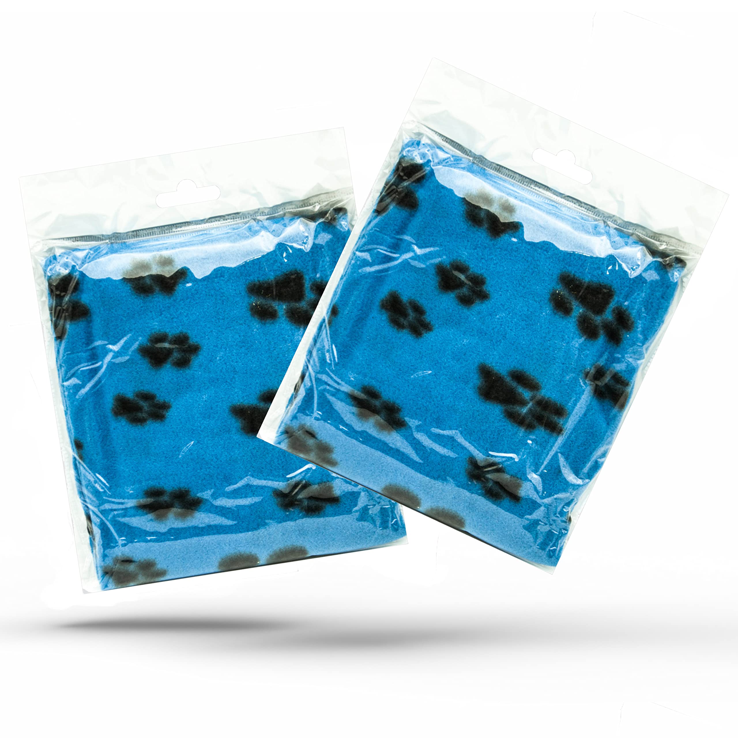 2 X Dog Blankets Washable With Paw Prints Dog Blanket | Cat Blanket | Soft Warm Dog Fleece Animals Pet Blanket Puppy Blanket Bed Travel Pack (Blue, 70cm X 73cm (Pack of 2))