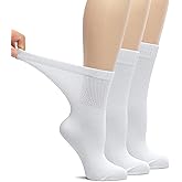Hugh Ugoli Women's Rayon Loose Fit Diabetic Crew Socks, Non-Binding Top for Swollen Feet, Extra Wide and Stretchy, 3-6-9 Pair