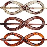 3pcs Hair Clip with Stick, Hair Slides Accessories for Women Girls, Small Size French Classic Twist Tortoise Shell Hair Slider Cover Holder, 4.13"L, Barrette Pin for Thru Thin Medium Bun, No Slip